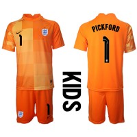 Echipament fotbal Anglia Jordan Pickford #1 Portar Tricou Deplasare Mondial 2022 pentru copii maneca scurta (+ Pantaloni scurti)